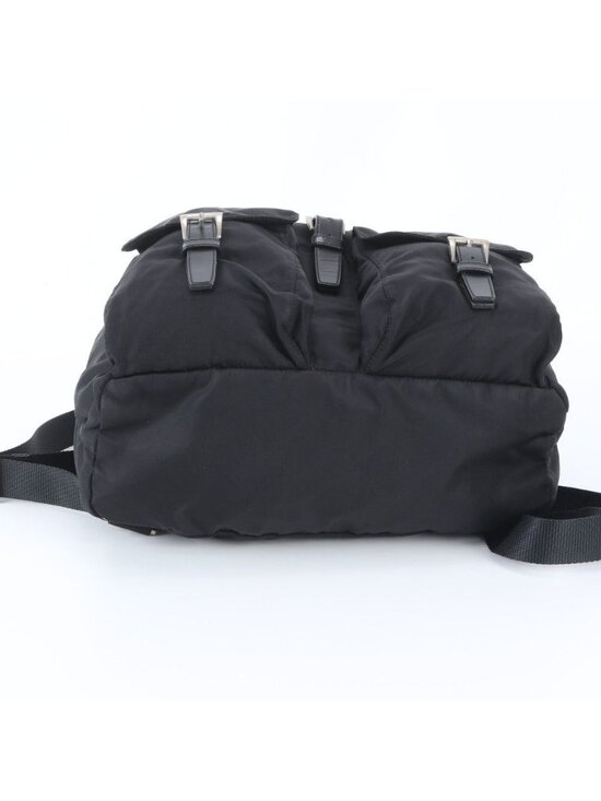 Prada Tessuto Nylon Triangle Logo Leather Backpack Black main image 7